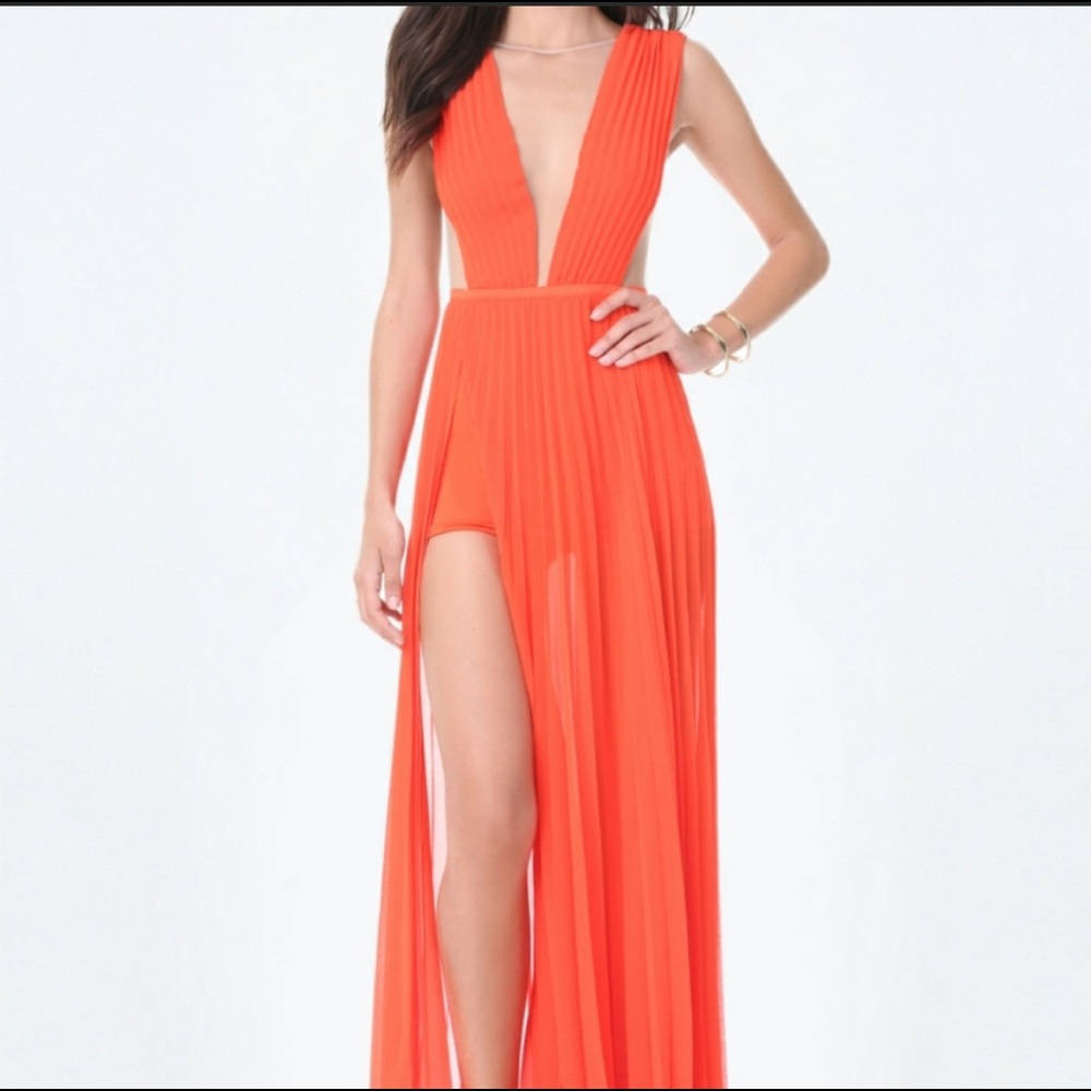 BEBE double slit classy sexy gown for prom